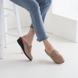 [GIRLS GOOB] Women's Comfortable Wedge Sandal Platform Slip-On Shoes, Synthetic Leather + Enamel + Suede - Made in KOREA
